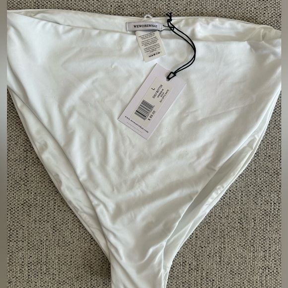 NWT WeWoreWhat Emily High Waisted Bikini Bottom - White - Picture 2 of 3